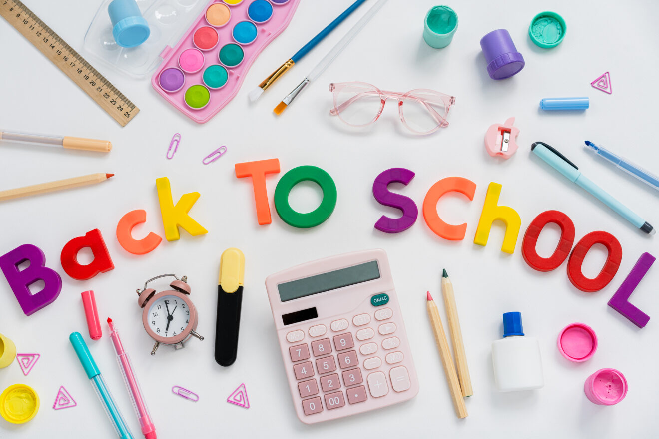 Back to school spelled out in magnets