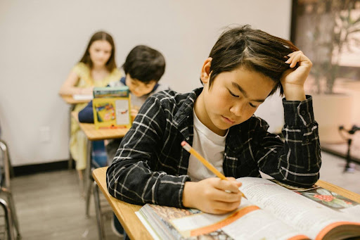 Child struggling in math class