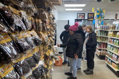 Rosa Ambrosioleads East Jordan High School students through TC Latino, a multicultural grocery store in Traverse City, Mich. (East Jordan Middle/High School and Cooper Hewitt Smithsonian Design Museum) for article on design thinking