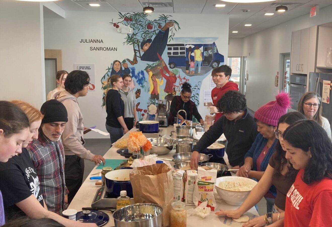 Community bilingual cooking classes brought students, parents, and community members together at Common Grounds Cooperative in Traverse City, Mich. (Courtesy of East Jordan Middle/High School and Cooper Hewitt Smithsonian Design Museum) for article on design thinking