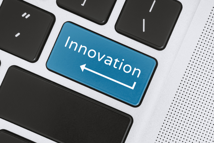 computer key on keyboard marked "innovation" for article on innovation education