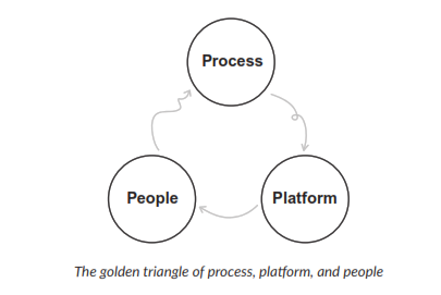 Image showing 3 circles in a triangle with process, platform and people in the circles, starting at top, clockwise; used in a chapter in book titled, "The Consumer Insights Revolution: Transforming Marketing Research for Competitive Advantage"