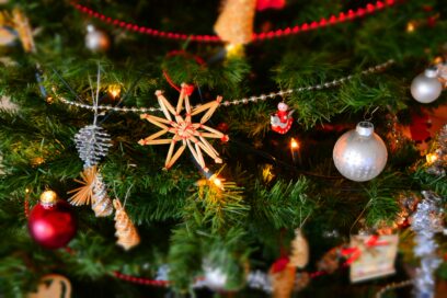 Ornaments on a Christmas tree